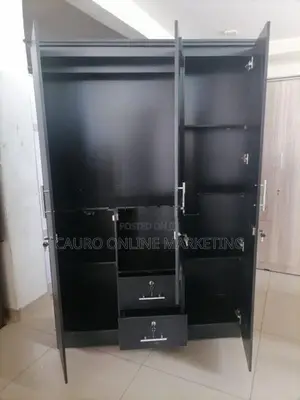 New 3 Door Black Colour Cupboard 6*4 Wardrobe Melamine