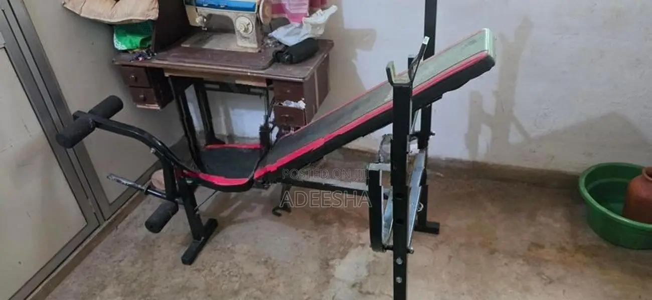 Bars, Dumbell, Plates and Bench