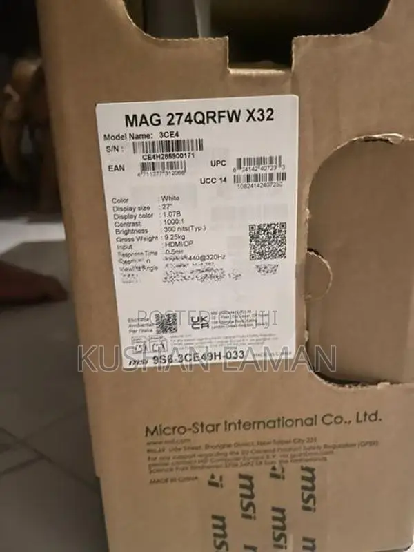 MSI 27" 2K 320HZ IPS Gaming Monitor