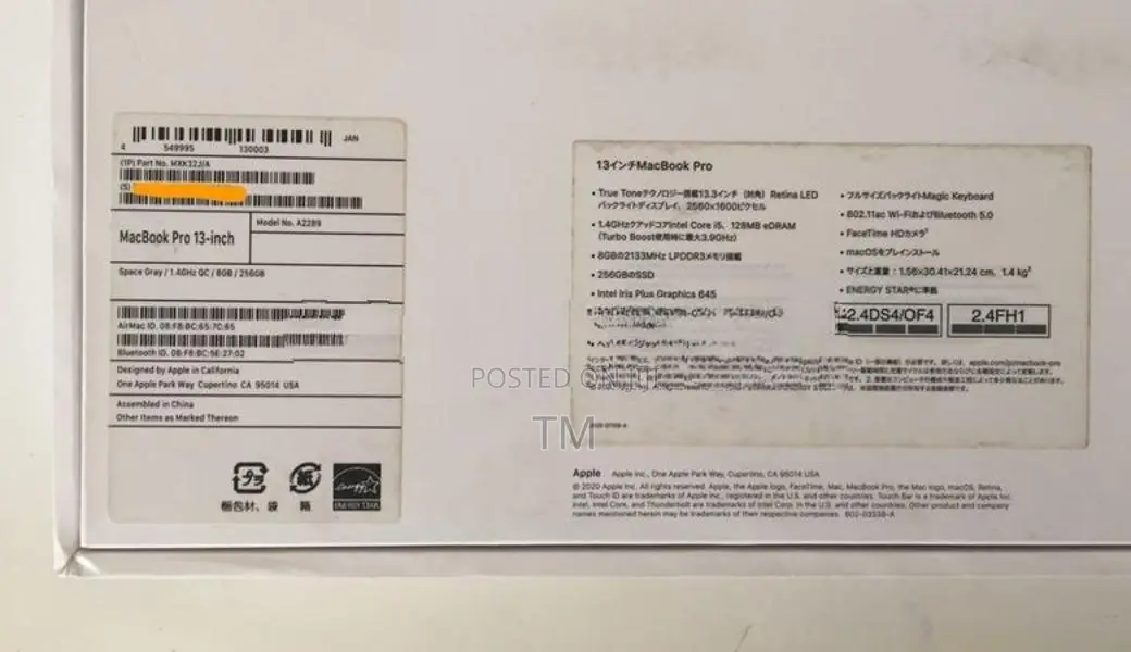 Apple MacBook Pro 2020 13" intel i5