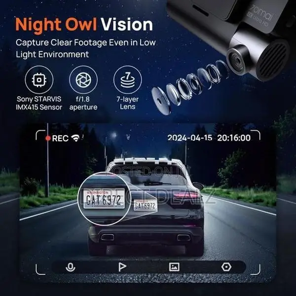 70mai Dash Cam 4K A800S with Rear Set