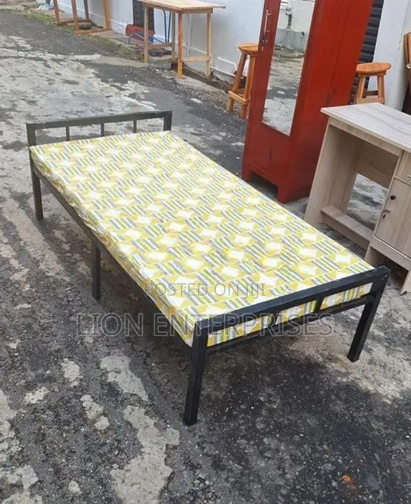 Steel Single Bed with Mattress