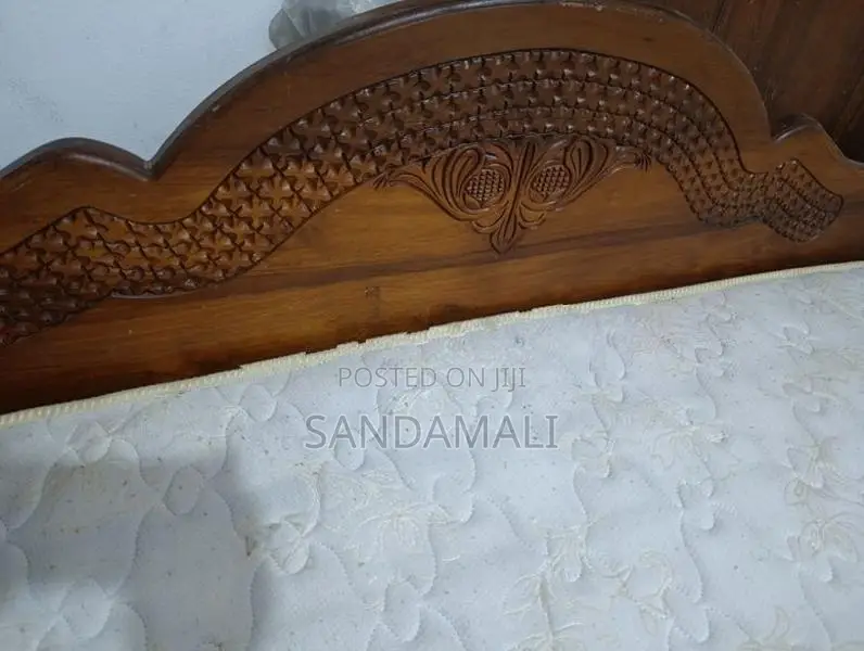 Queen Size Teak Bed with Spring Mattress
