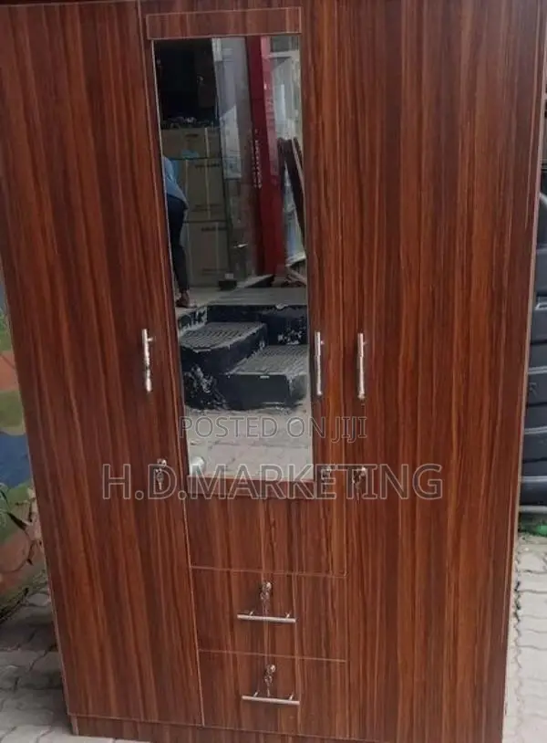 3 Door Melamine Glass Wardrobe