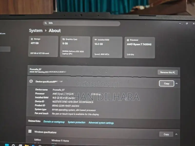 Asus Tuf A15 RTX 4060 RYZEN 7
