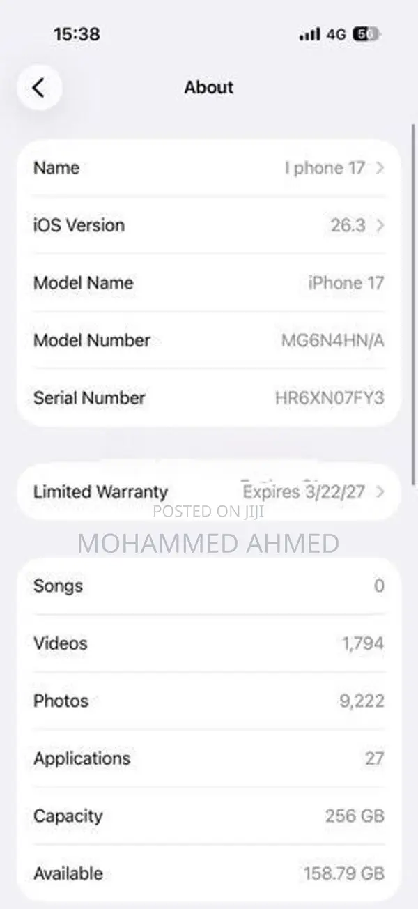 Apple iPhone 17 I phone (Used)