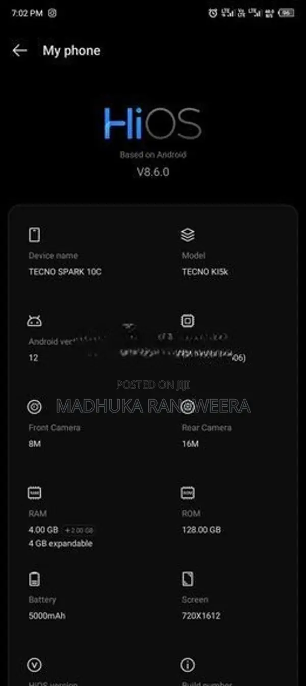 Tecno Spark 10c 4GB 128GB (Used)