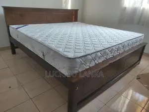New 72x72 Teak Box Bed With Arpico Spring Mattress 7 Inches (Kkk4)