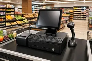 Pos system for a supermarket with scanners