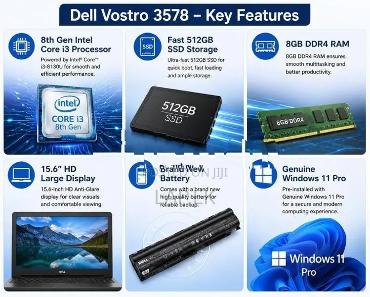 512GB SSD Dell Vostro 3578 Core i3 8130U – 8th GEN Laptop 8GB RAM