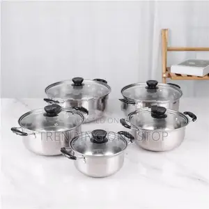 10PCS Stainless Steel Cookware Set with Glass Lid