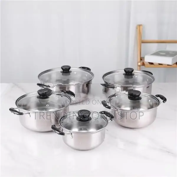 10PCS Stainless Steel Cookware Set with Glass Lid