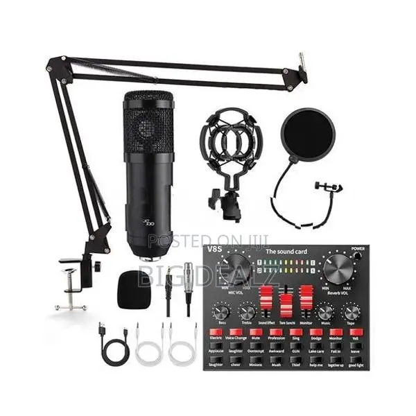 V8s Live Sound Card BM800 Condenser Microphone Mic Full Set