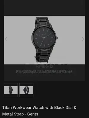 Titan Work Wear Watch (Black Dial & Metal Strap)