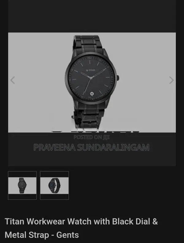 Titan Work Wear Watch (Black Dial & Metal Strap)