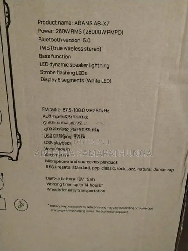 Abans AB-X7 Portable Speaker
