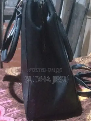 Crevavia Black Leather Handbag