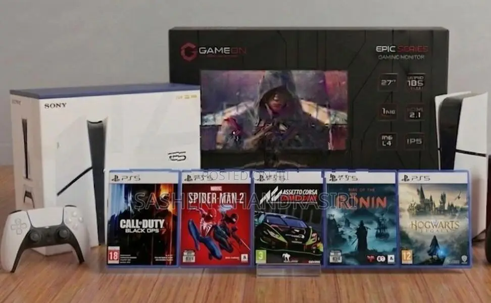 PS5 Slim Console 5 Games 27"with Gaming Monitor
