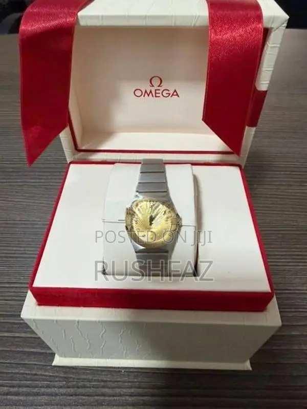 Ladies Omega Constellation Gold Steel Diamond Dial Watch