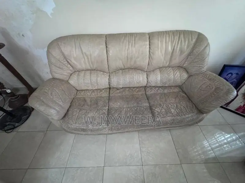 Used Genuine Leather Three Piece Sofaset