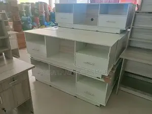 Melamine White TV Stand with Setup Cupboard 75