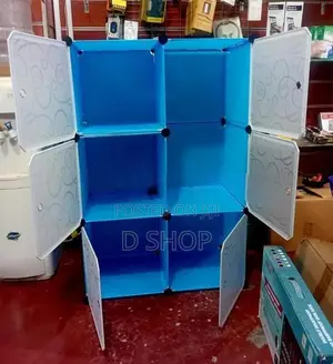 Diy 6 Doors Cubes Storage Cupboard White Door- Black &