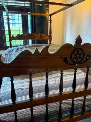 Antique Satin Wood Four Poster Canopy Bed