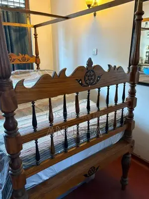 Antique Satin Wood Four Poster Canopy Bed