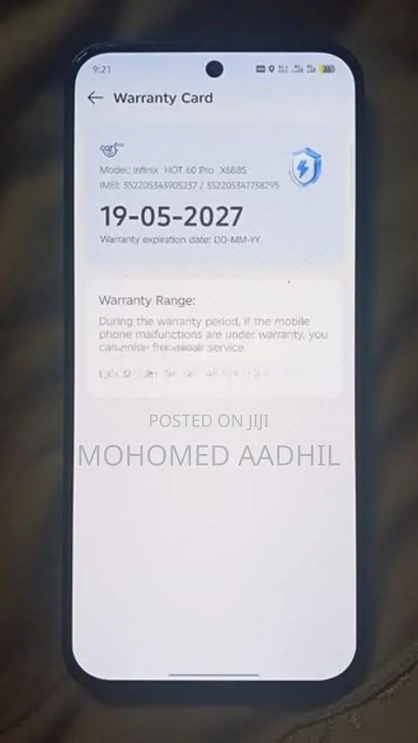 Infinix Hot 60 Pro 256GB 16GB (Used)