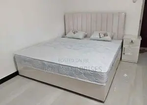 Luxury Cushion Divan Bed with Mattresses Bedside Cupboard