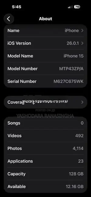 Apple iPhone 15 128GB (Used)