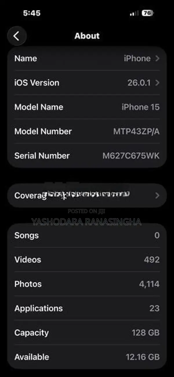Apple iPhone 15 128GB (Used)