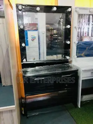 Black Hollywood Dressing Table with Bulb