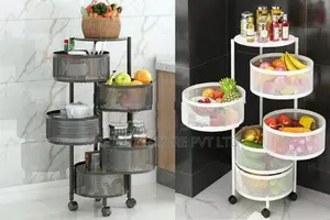 5 Layer Revolving Oval Shape Tier Trolley
