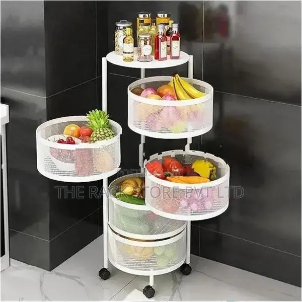 5 Layer Revolving Oval Shape Tier Trolley