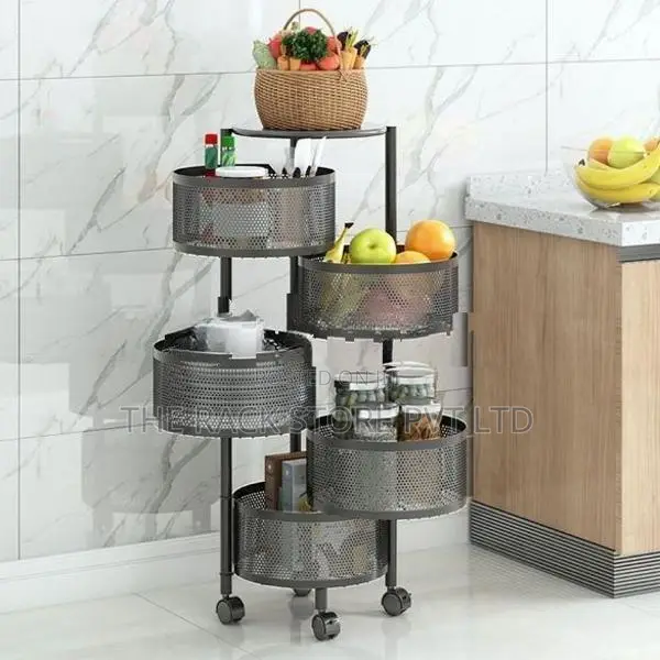 5 Layer Revolving Oval Shape Tier Trolley