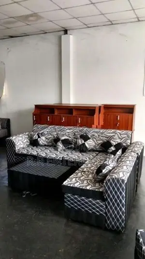New L Fabric Sofa Set with Stool Pillow