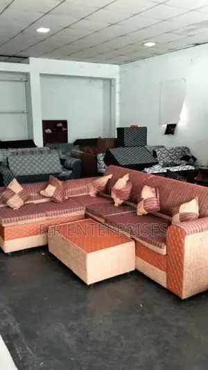New L Fabric Sofa Set with Stool Pillow