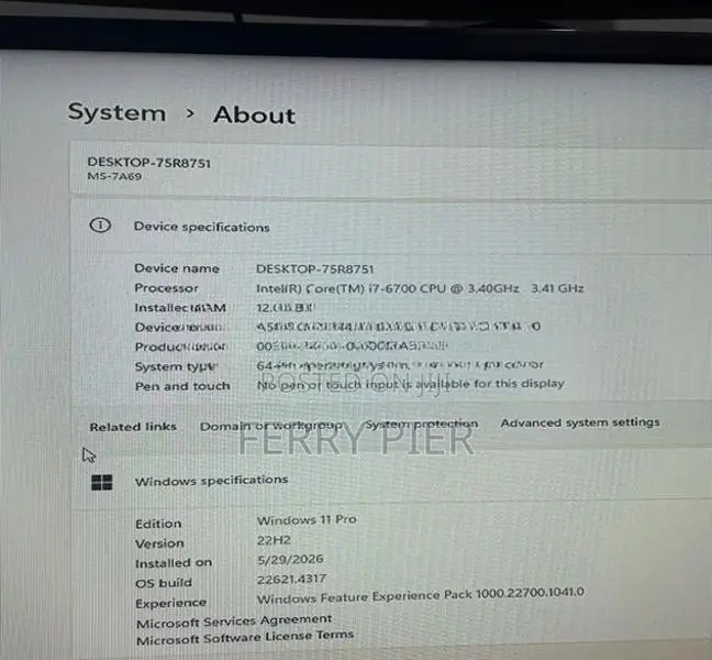 Intel i7 6th Gen 3.40GHz RX 470 4GB PC