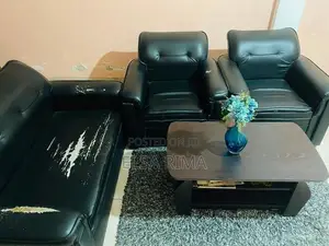 Black Leatherette Sofa Set – 3+1+1 Seater