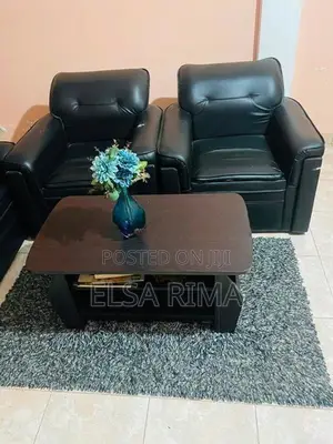 Black Leatherette Sofa Set – 3+1+1 Seater