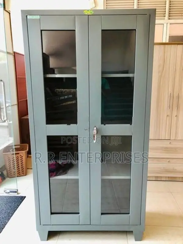 Glass Door Steel Office Cupboard 6*3 Ft