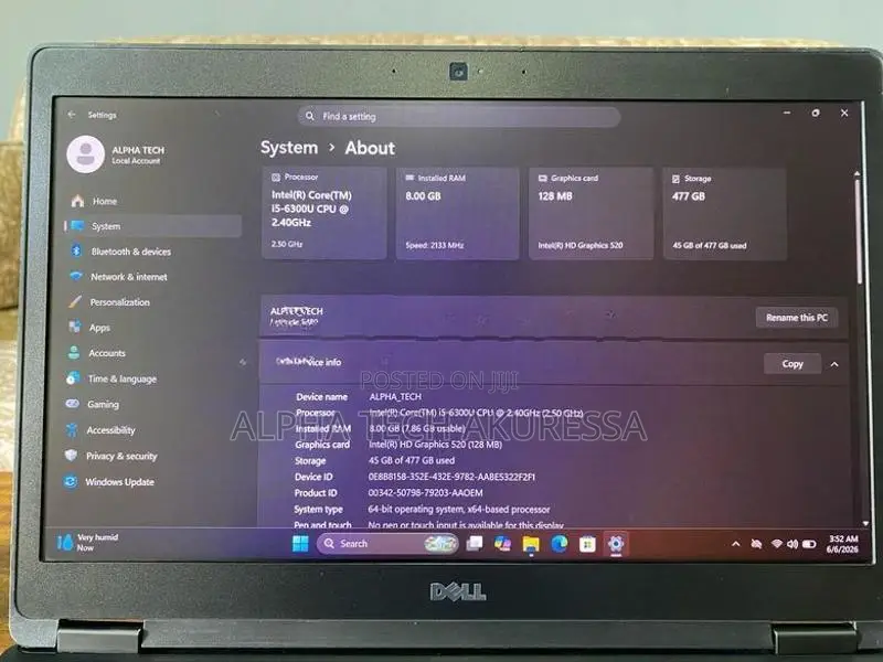 Dell Latitude 5480 core i5 6th Gen 8GB RAM 512GB NVMe