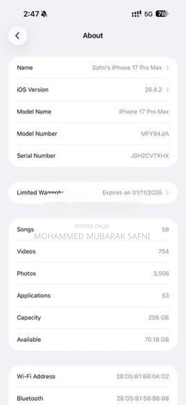 Apple iPhone 17 Pro Max 256GB (Used)