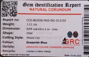 Natural Unheated Greenish Blue Sapphire Gem