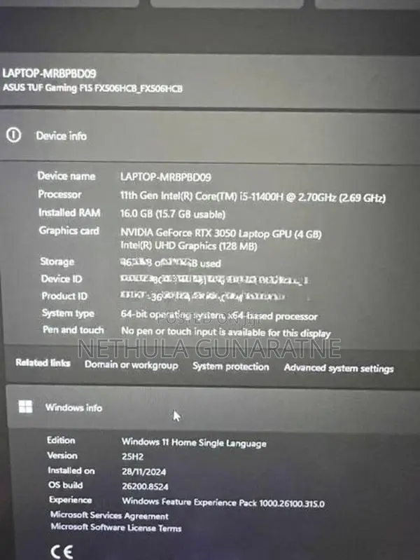 Asus Tuf F15 FX506 RTX 3050
