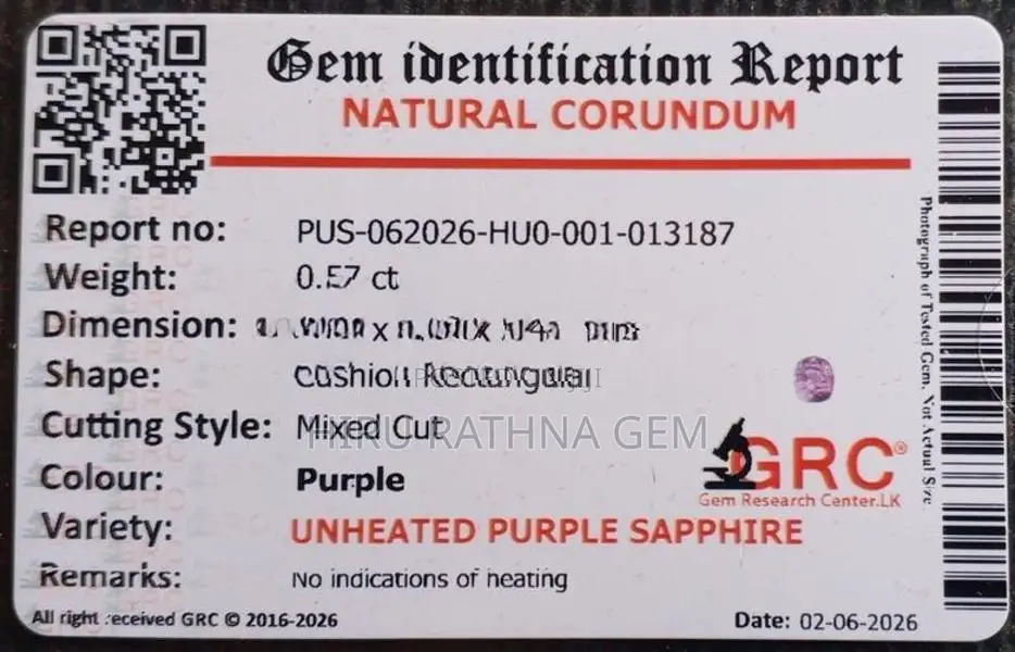 natural unheated purple sapphire gem(ceylon)