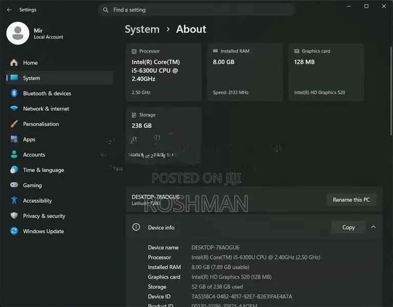 Dell UltraBook i5 6th Gen Laptop
