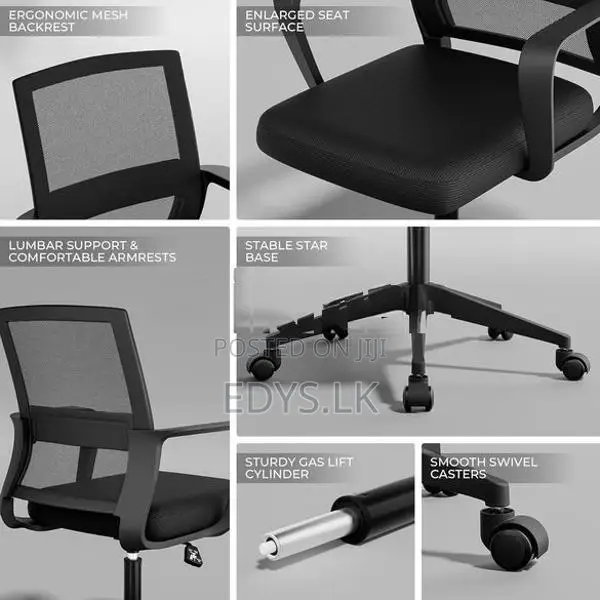 Fully Black Plastic wheel Office Chairs - 840B