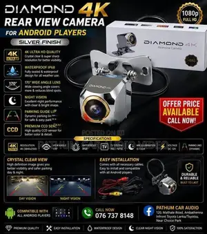 Diamond 4K Reverse Camera For Android Players Sliver Finish